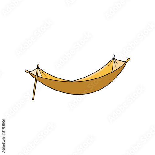 luxury beachside hammock with golden light and silk pillows Vector illustration