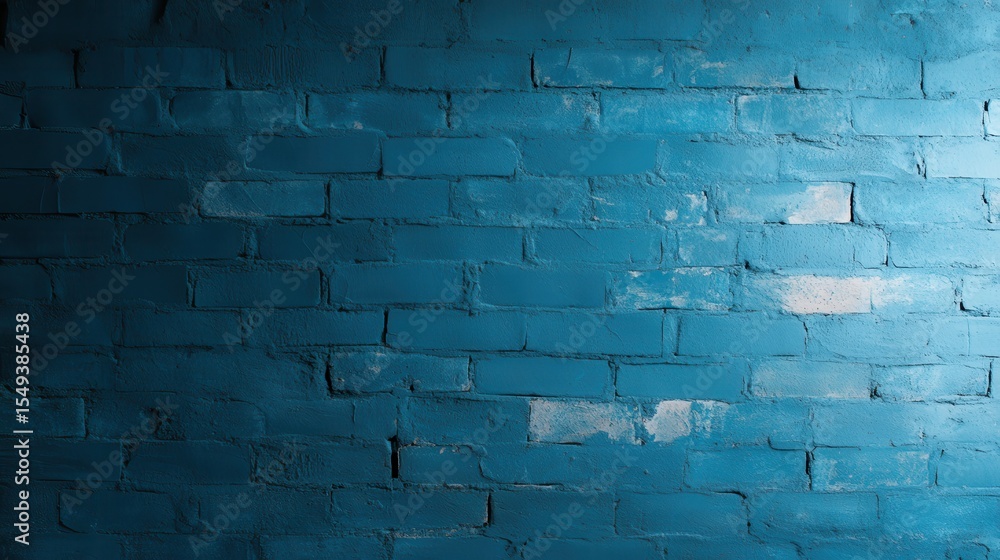 Fototapeta premium This image features a textured blue brick wall, perfect for use as an artistic backdrop in design projects, creating a modern and urban aesthetic with cool tones.