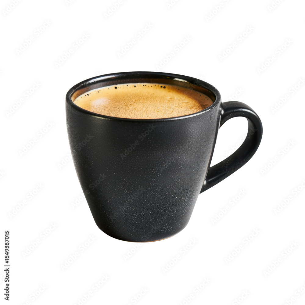 Obraz premium Black coffee cup filled with rich, aromatic coffee, perfect for cozy morning or afternoon break