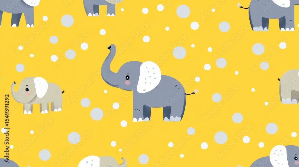 Cute elephant pattern on yellow Cute elephant pattern on yellow