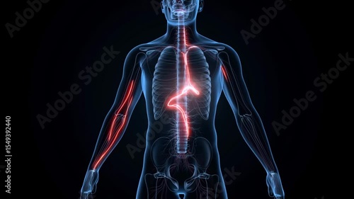 Wallpaper Mural Medical x ray visualization revealing glowing blood impulses coursing through transparent human anatomy Torontodigital.ca