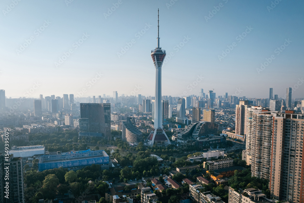 Obraz premium Aerial view of landscape in Chengdu city, China