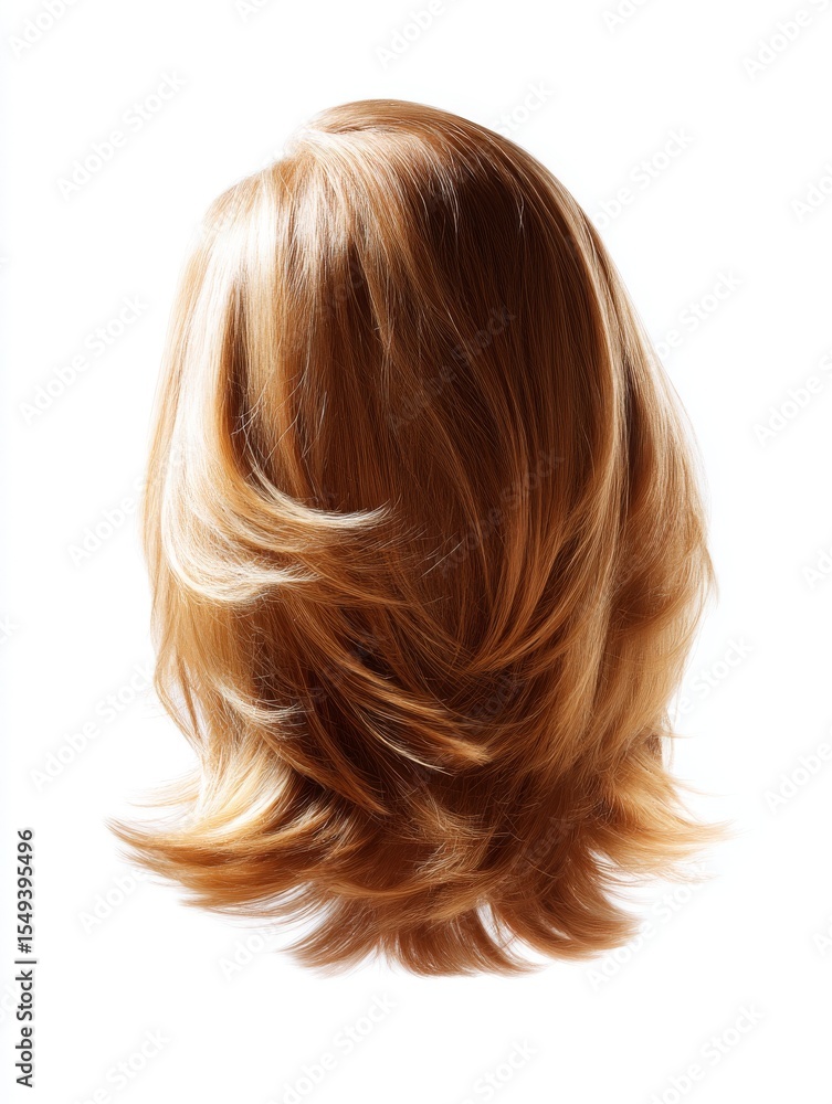 Obraz premium Soft and flowing hairstyle that showcases a beautiful medium length with natural highlights. Ideal for beauty and fashion themes. Perfect for hair care promotions and inspiration. AI