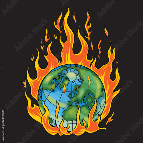 illustration of a burning world
