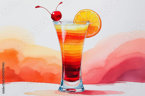 cocktail with ice and cherry