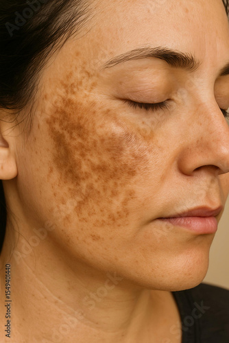 Close-Up of Woman’s Cheek with Melasma Skin Pigmentation