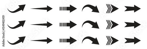 collection different shape arrows set arrows icons.