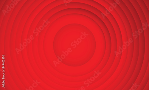 Abstract circle layers texture on red background with shadow.