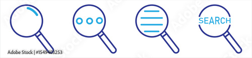Magnifying Glass Search Icons – Minimalist Set for Web and App Interface