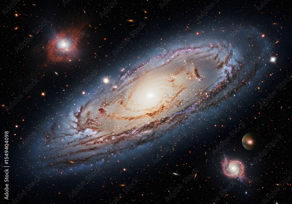 Naklejka premium Majestic Spiral Galaxy Celestial Wonders of the Cosmos