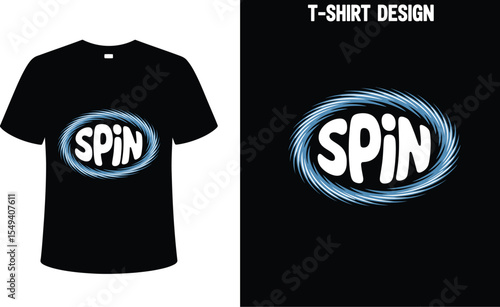 Spin t shirt design graphic vector template black tee apparel clothing fashion style casual wear custom print editable stock vector