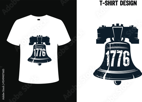 Liberty bell t shirt design patriotic american independence day tee shirt graphic vector template editable stock vector