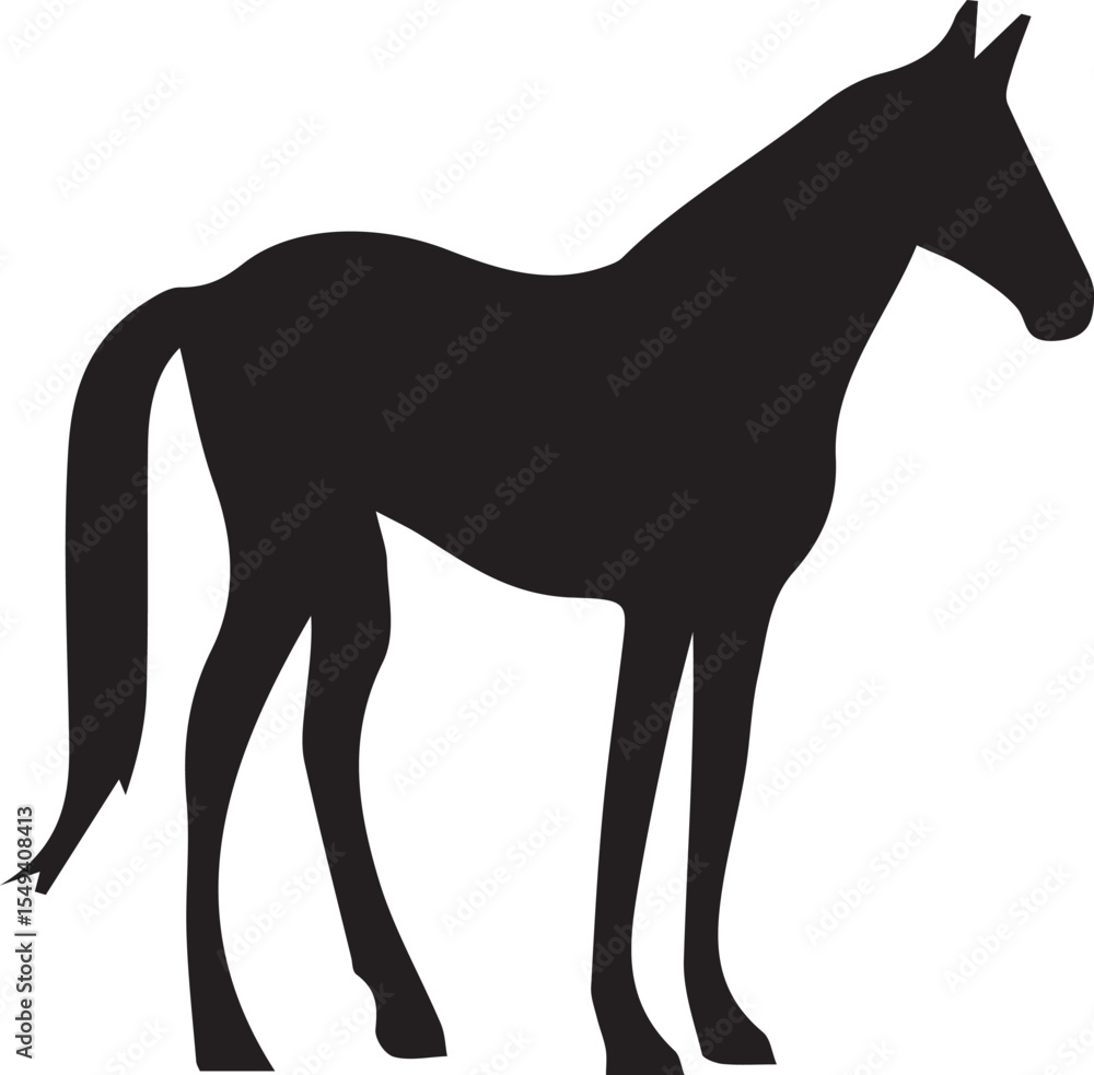 Obraz premium Powerful Horse Silhouette - Rearing Hind Legs Vector Art for Equestrian Logos, Ranch Branding & Western Decor