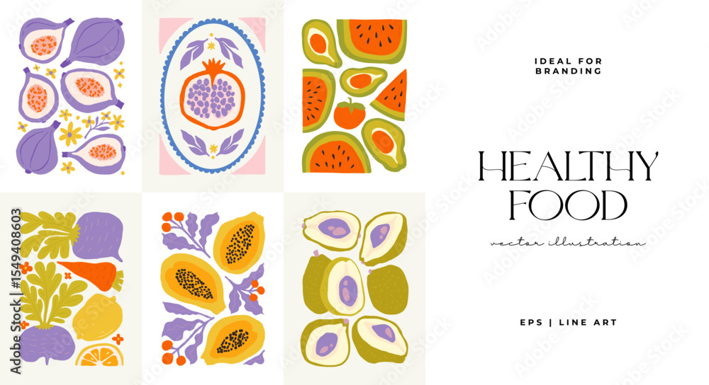 Abstract fruits and vegetables elements. Modern trendy minimalist. Healthy Food. Hand drawn design for wallpaper, wall decor, print, postcard, cover, template, banner. Abstract fruits and vegetables elements. Modern trendy minimalist. Healthy Food. Hand drawn design for wallpaper, wall decor, print, postcard, cover, template, banner.