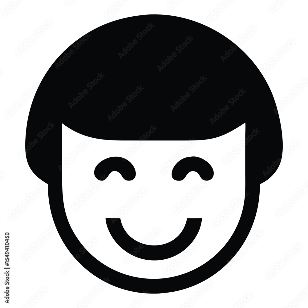 Smiling Cartoon Character with Dark Hair a Simple and Minimalist Illustration of Happiness and Joyful Expression Smiling Cartoon Character with Dark Hair a Simple and Minimalist Illustration of Happiness and Joyful Expression