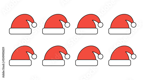 Eight Minimalist Santa Hats A Festive Christmas Design Set