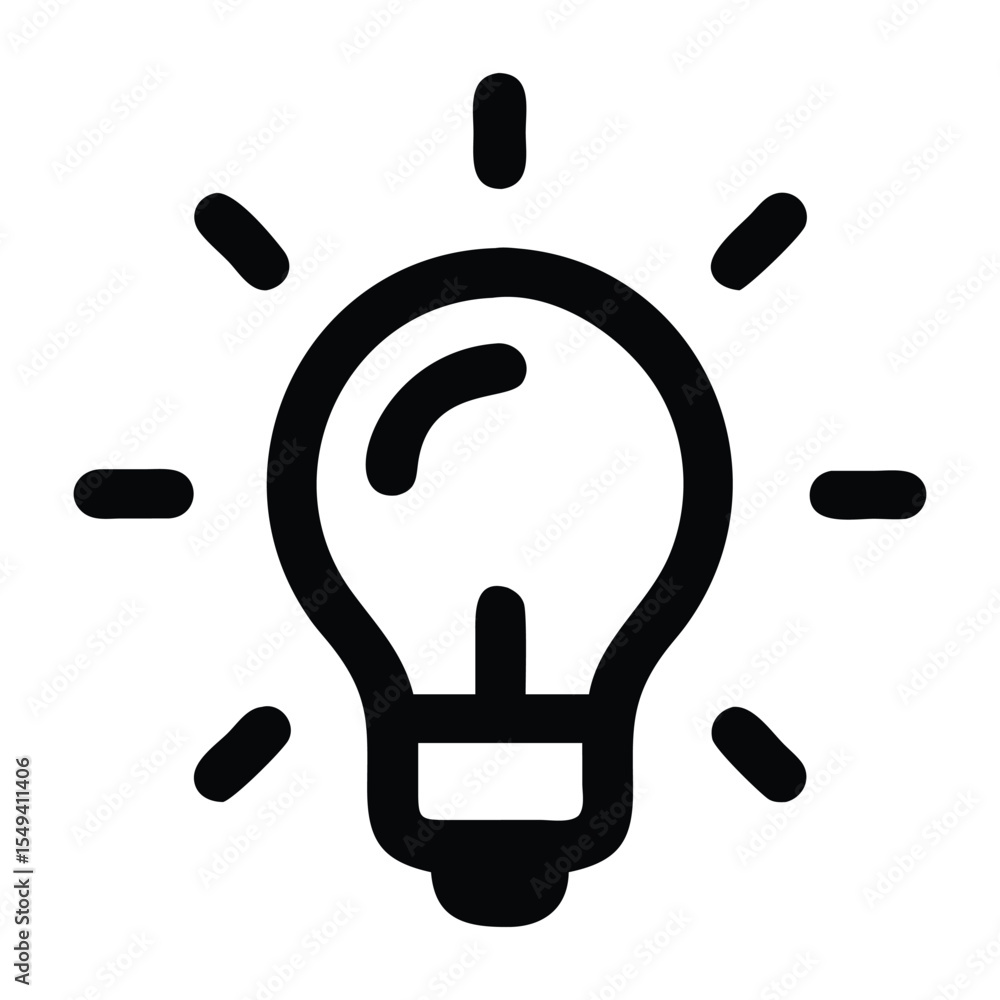 Obraz premium Simple Line Drawing of a Light Bulb Emanating Light Representing Ideas, Innovation, and Creative Solutions for Problem Solving in Technology