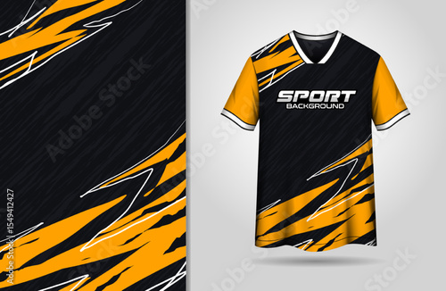 Abstract sports jersey design with black and yellow background