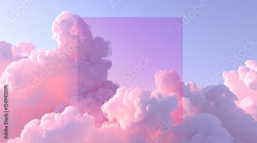 Soft pastel clouds background with a crisp blue panel for headline text