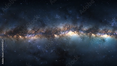 Fototapeta Naklejka Na Ścianę i Meble -  360 degree equirectangular projection space background with nebula and stars, environment map. HDRI spherical panorama. .