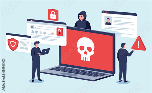 Cybercrime and Online Security Threats: Hackers Attempting Data Breach, Password Cracking, and System Attack Leading to Security Alert