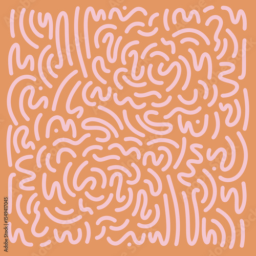 Geometric Seamless Wave Pattern. in Orange and Pink Abstract Shapes Background Retro Style