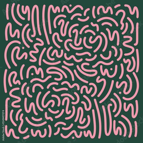 Geometric Seamless Wave Pattern. in Green and Pink Abstract Shapes Background Retro Style