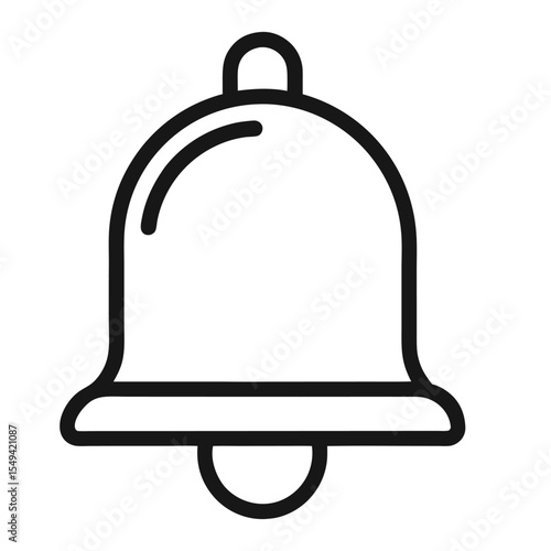 Notification Bell Outline Vector Icon – Thin Line Alert Symbol for Mobile and Interface Design