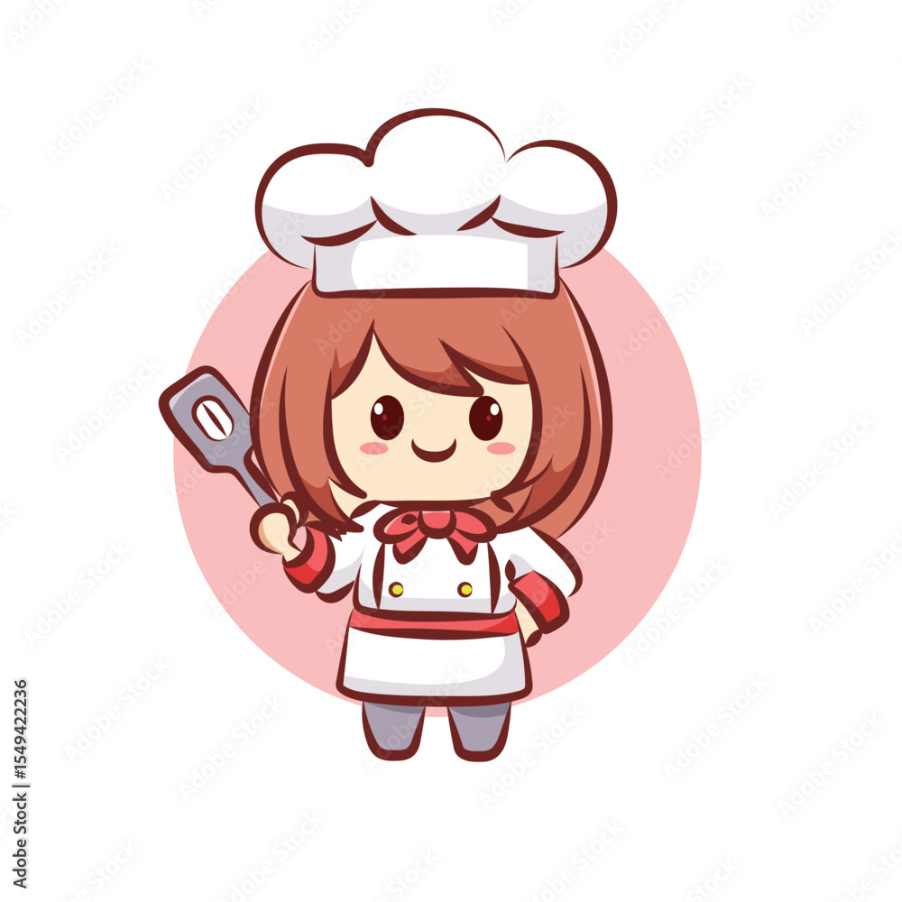 Fototapeta premium cute character bakery girl chef logo for restaurant, elements, logo, clipart