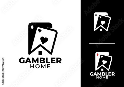 simple home poker logo. playing card for gamble bet casino sport club vector design concept