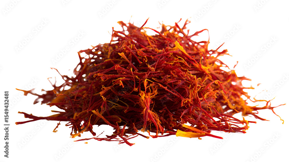 Naklejka premium Saffron spice threads vibrant red orange colors culinary ingredient