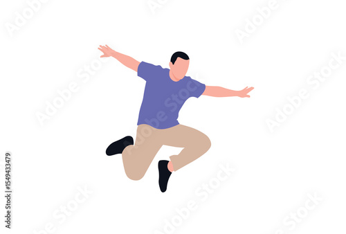 Person in mid-air jumping vector illustration.
