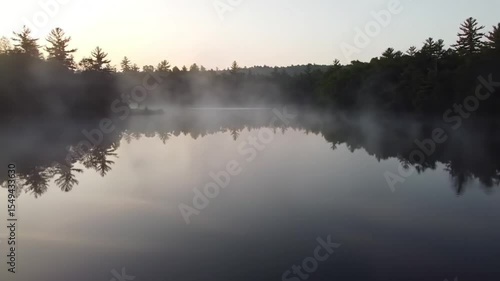 Misty Forest Lake at Dawn – Cinematic Drone Footage