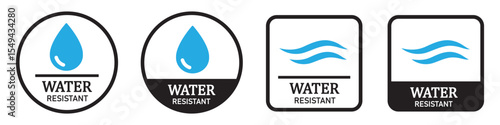 Water resistant label icon. Waterproof label icon, vector illustration
