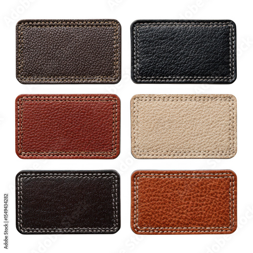 Wallpaper Mural Six leather patches with stitching isolated on transparent background Torontodigital.ca