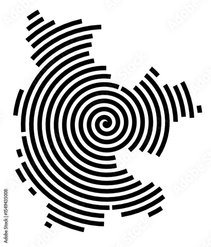 Symbol Map of the city Cottbus (Brandenburg, Germany) showing the city with a black spiral line
