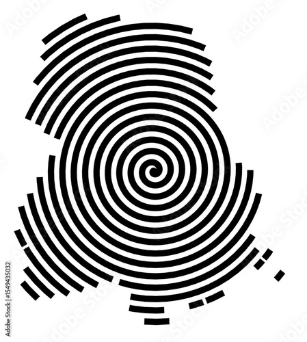 Symbol Map of the city Frankfurt (Oder) (Brandenburg, Germany) showing the city with a black spiral line