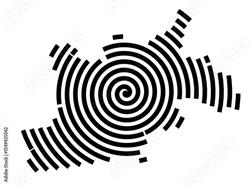 Symbol Map of the city Eberswalde (Brandenburg, Germany) showing the city with a black spiral line