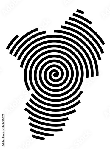 Symbol Map of the city Teltow (Brandenburg, Germany) showing the city with a black spiral line