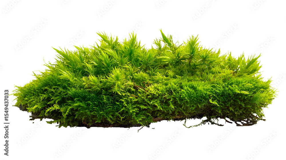 Fototapeta premium Lush Green Moss Closeup Isolated Black Background