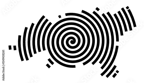 Symbol Map of the city Achim (Niedersachsen, Germany) showing the city with a black spiral line