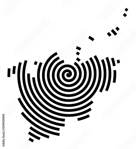 Symbol Map of the city Brandenburg an der Havel (Brandenburg, Germany) showing the city with a black spiral line