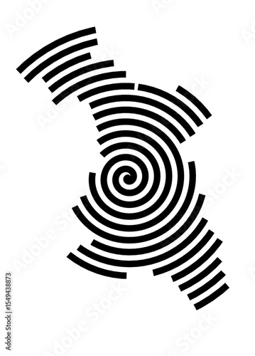 Symbol Map of the city Neuruppin (Brandenburg, Germany) showing the city with a black spiral line
