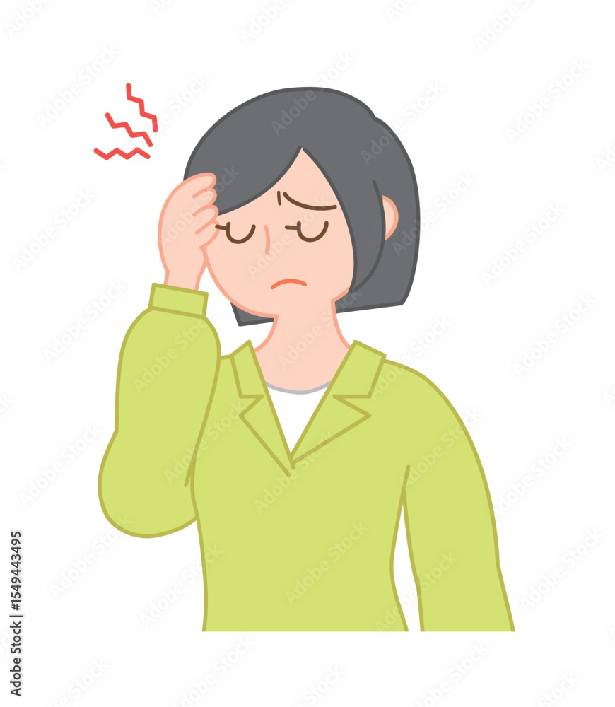 頭痛に悩む女性のイラスト/Woman Suffering from a Headache 頭痛に悩む女性のイラスト/Woman Suffering from a Headache