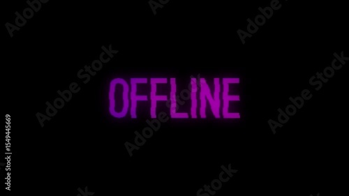 Offline Animated Banner with Neon Flickering Letters Fade In. Retro VHS Effect. Gaming Streaming Template