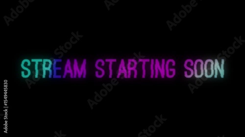 Stream Starting Soon Animated Banner with Neon Flickering Letters Fade In. Retro VHS Effect. Gaming Streaming Template