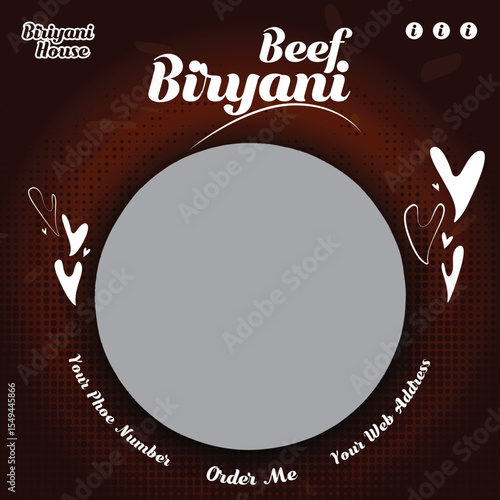 Restaurant Biriyani Food Social Media Poster Template