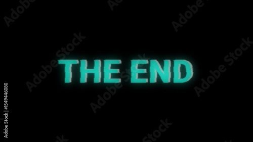The End Animated Banner with Flickering Letters Fade In. Retro VHS Effect. Gaming Streaming Template