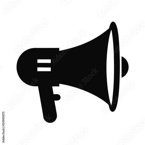 black silhouette of a bullhorn with message icon o.svg