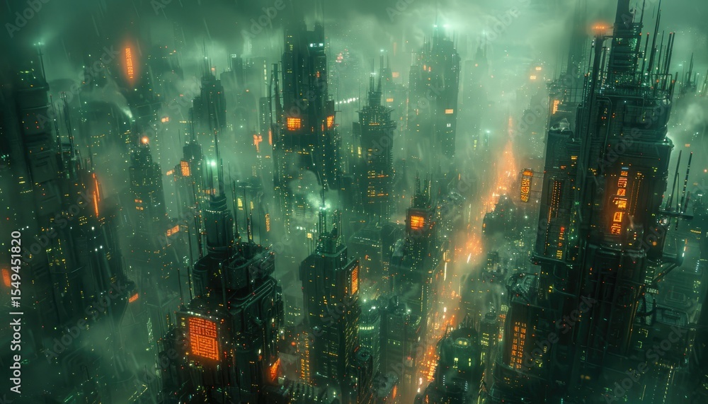 Fototapeta premium A sprawling cityscape of futuristic architecture.
